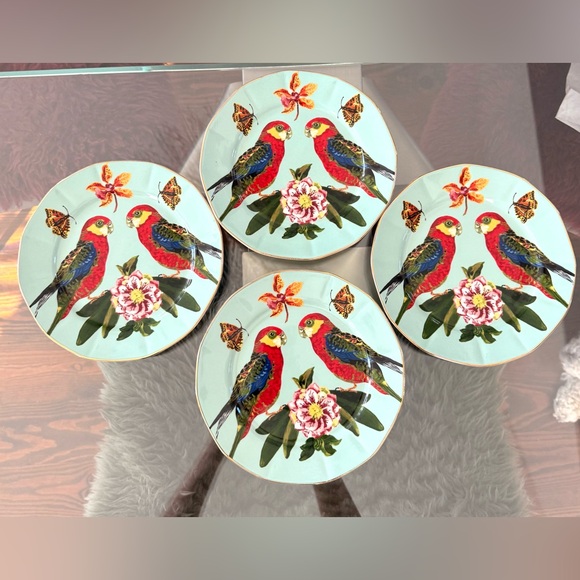 4 Colorful Parrot and Butterfly plates by Nathalie Lete’ for Anyhropologie - Picture 2 of 5